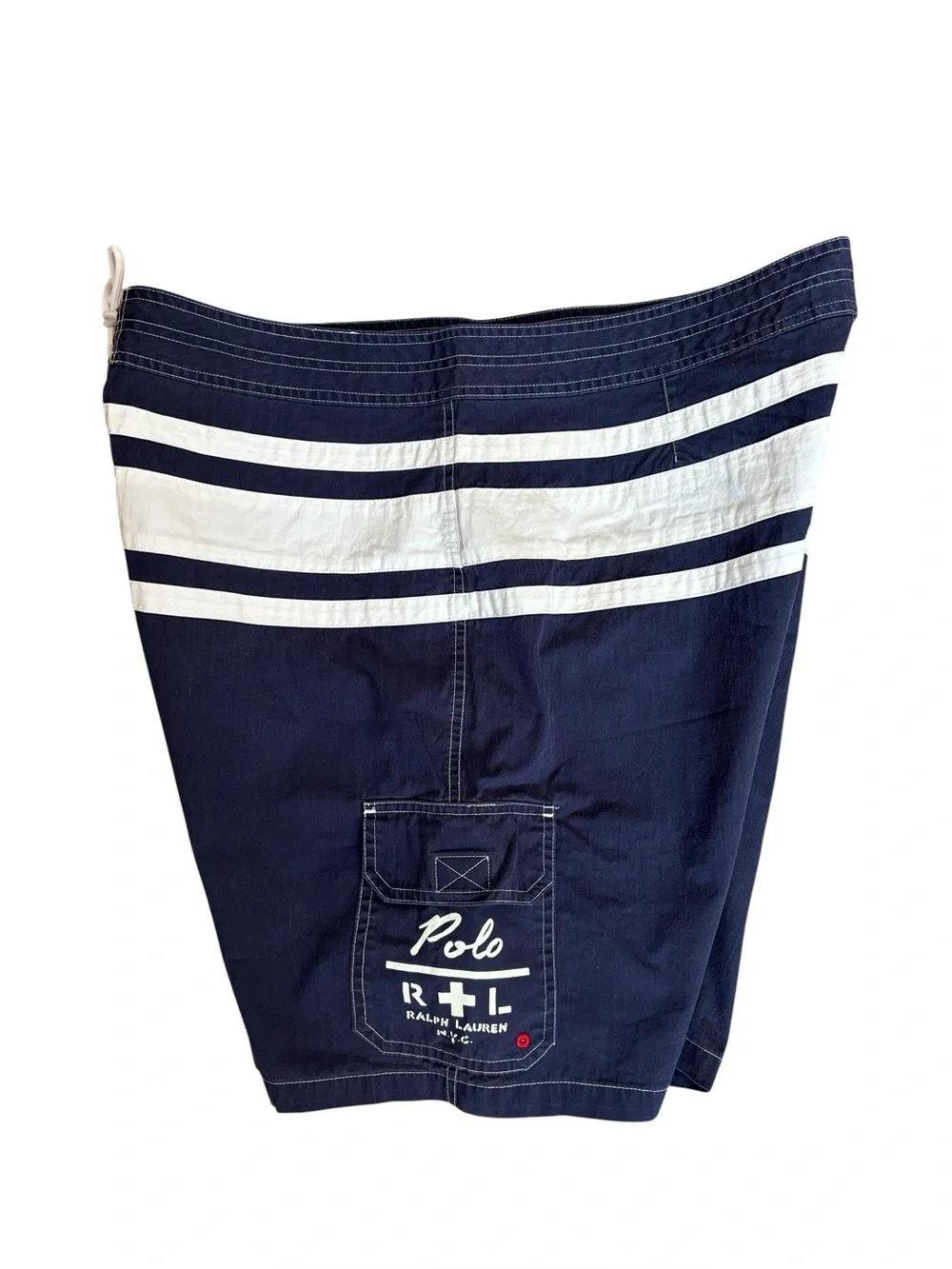 Polo by Ralph Lauren Blue White Striped Board Shorts Swim Trunks Y2K Size 40